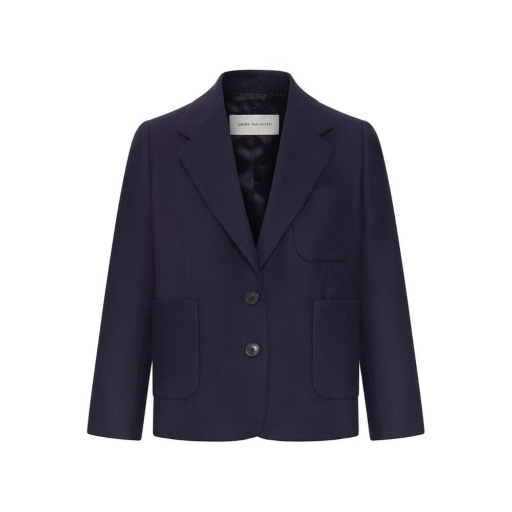 Dries Van Noten Women Navy Blue Single-Breasted Blazer
